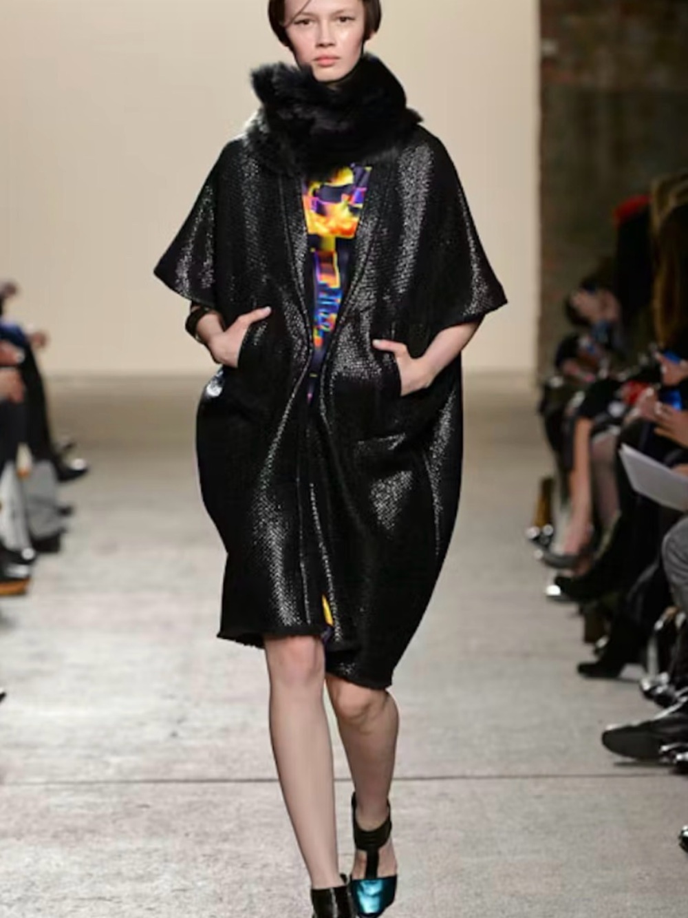 Zero + Maria Cornejo Black Glimmer Open Front Woven Jacket- FW 2013